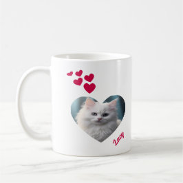 Personlig Foto på sällskapsdjur och Namn med hjärt Kaffemugg