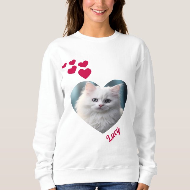 Personlig Foto på sällskapsdjur och Namn med hjärt T Shirt (Framsida)