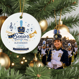 Personlig foto på senior marscherande orkester vid julgransprydnad keramik