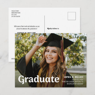 Personlig foto på universitetsutbildad från klasse meddelande vykort