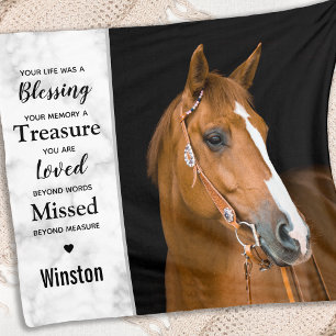 Personlig Foto Pet Loss Horse Memorial Fleecefilt
