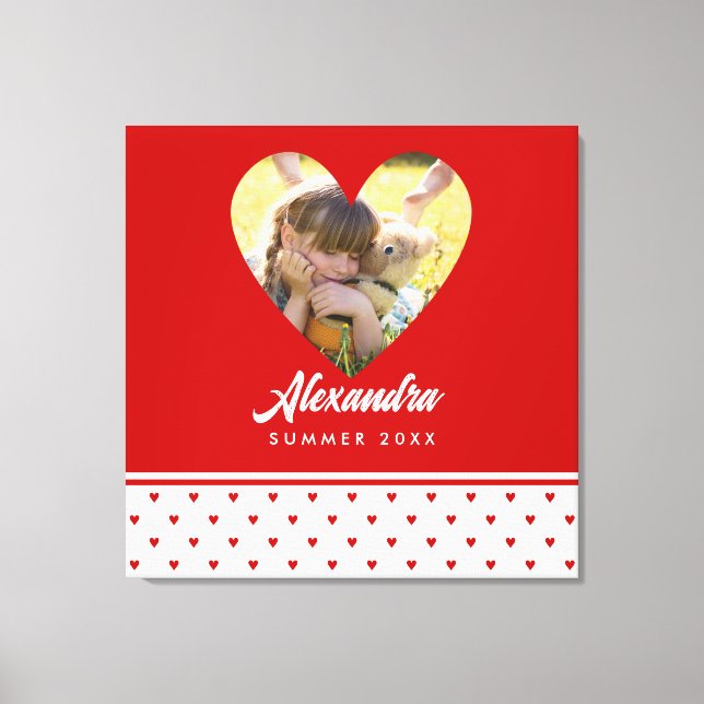 Personlig Foto Red Heart Ram Modern Birthday Canvastryck (Framsida)