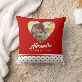 Personlig Foto Red Heart Ram Modern Birthday Kudde