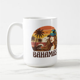 Personlig foto Retro Bahamas Tropisk Strand Kaffemugg