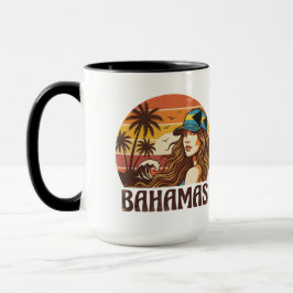 Personlig foto Retro Bahamas Tropisk Strand Mugg