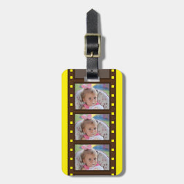 Personlig foto retro filmremsa upp gul bagagebricka