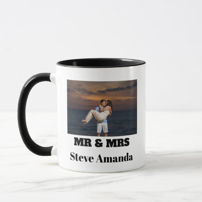 Personlig Foto Simple Modern Snyggt Mr & Mrs. Mugg (Vänster)