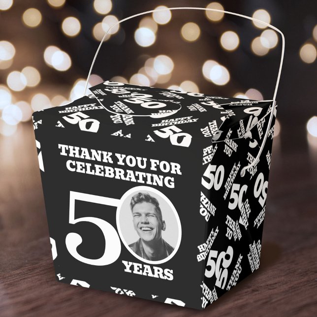 Personlig foto svart vit 50-årsdag presentaskar (Skapare uppladdad)