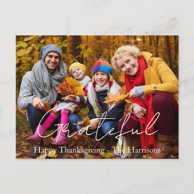 Personlig foto tacksgiving vykort (Framsida)