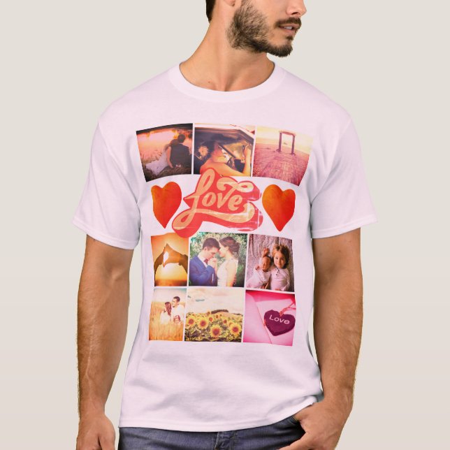 Personlig foto x9 kärlek T-Shirt (upprullat hjärta (Framsida)