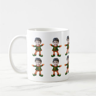 Personlig fotoansikte Roligt jul tomte barn Kaffemugg