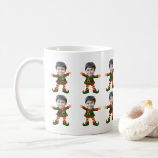 Personlig fotoansikte Roligt julalvbarn Kaffemugg