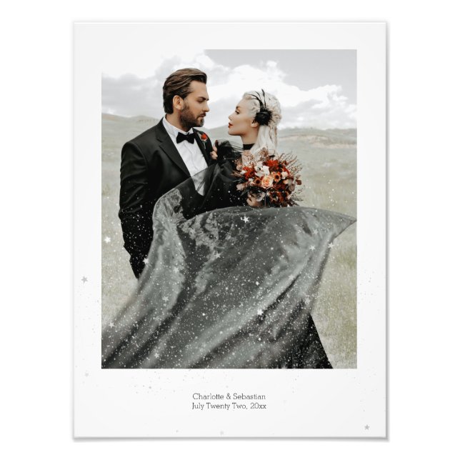 Personlig fotobild med silverstjärnor fototryck (Framsidan)