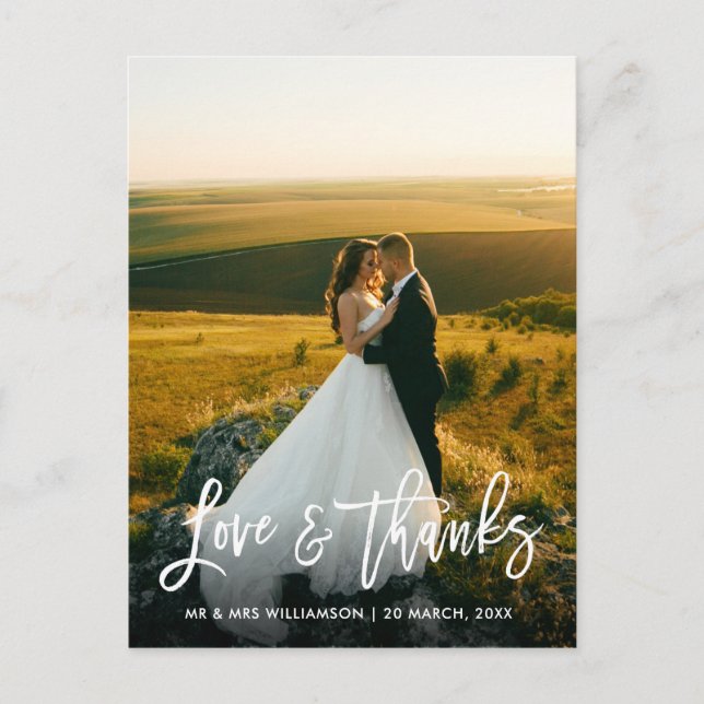 personlig fotocalligraphy bröllop, tack vykort (Framsida)