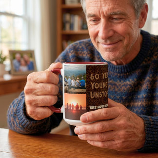 Personlig fotocollage 60-årspresenter för män mugg