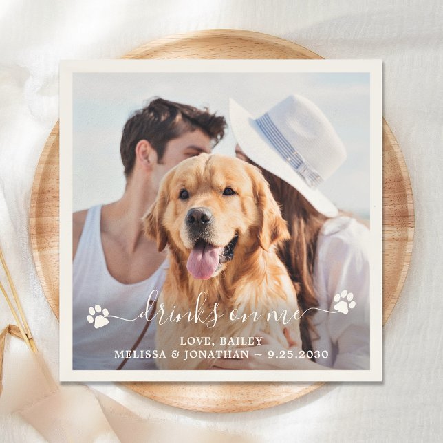 Personlig Fotodrycker på mig Hund Pet Bröllop Pappersservett (Skapare uppladdad)