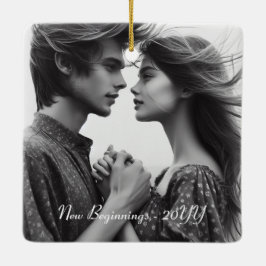 Personlig Fotofamilj, lite jul Julgransprydnad Keramik