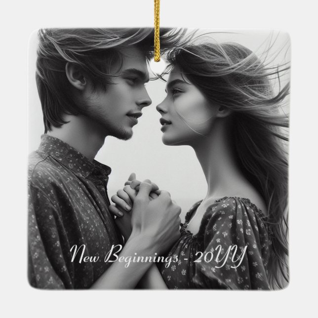 Personlig Fotofamilj, lite jul Julgransprydnad Keramik (Baksida)