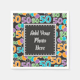 Personlig Fotofärgade 50:e födelserappor Pappersservett