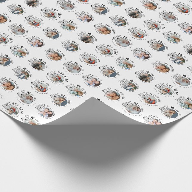 Personlig fotofödelsedagspresent till sonson presentpapper (Hörn)