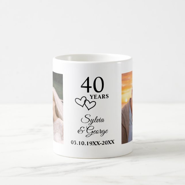 Personlig fotogåva till 40-års bröllopsjubileum kaffemugg (Center)