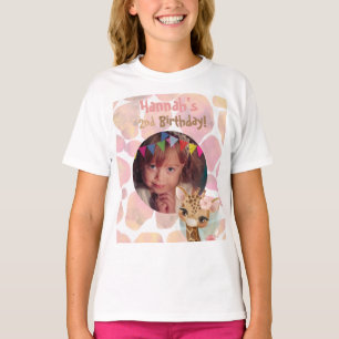 Personlig Fotogiraffa Födelsedagsfest flickor T Shirt