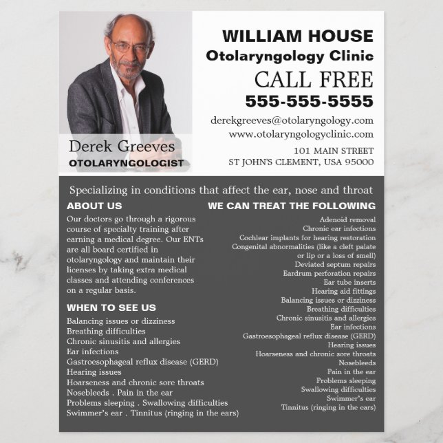 Personlig Fotograf, tolaryngolog Reklamblad (Framsidan)