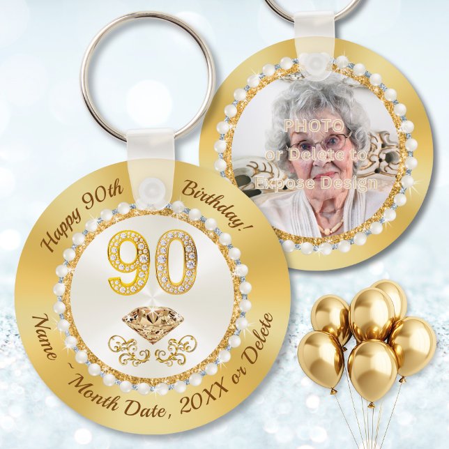 Personlig Fotografi, 90-årspresentidéer, Nyckelring (Personalized party favors for 90th birthday. Nice, 90th birthday party ideas for mom, grandma, dad.)
