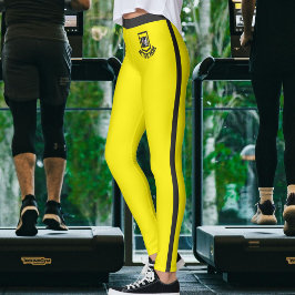 Personlig Fotografi av Husdjur Namn Gul Svart Ränd Leggings