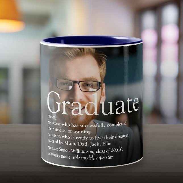 Personlig Fotografi Examensdefinition Två-Tonad Mugg (Personalized Photo Graduate Definition Two-Tone Coffee Mug)