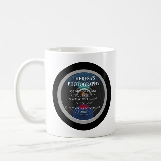 Personlig fotografistudio kameralins kaffemugg (Vänster)