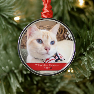 Personlig Fotokats första jul Julgransprydnad Metall