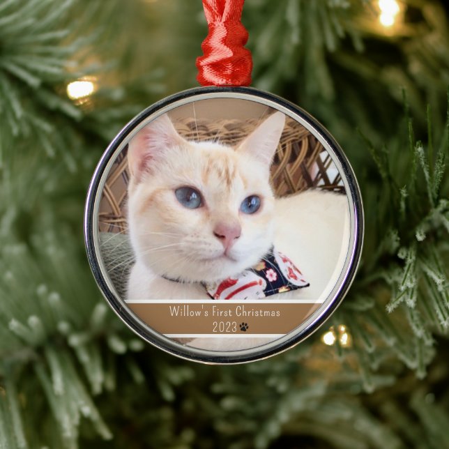 Personlig Fotokats första jul Julgransprydnad Metall (Träd)