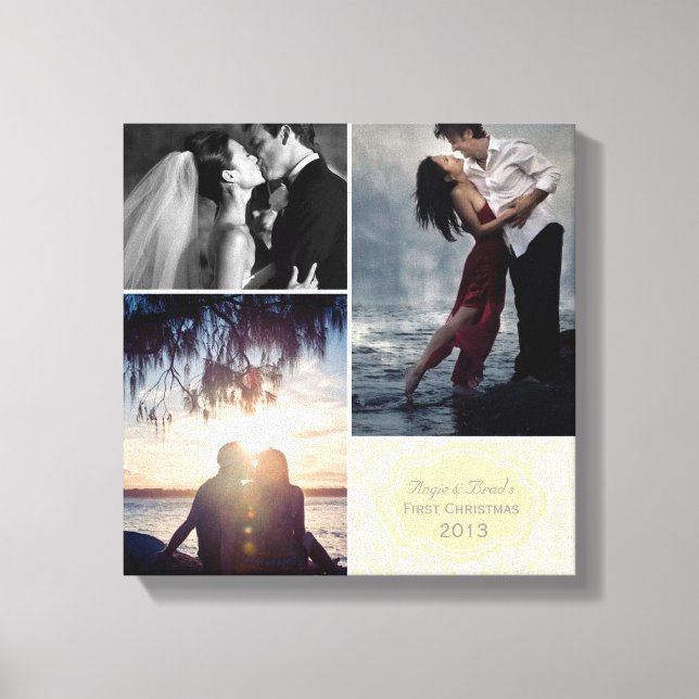 Personlig Fotokollage för första julhälsans skugga Canvastryck (Framsida)