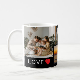 Personlig fotokollage med hjärtlig meddelande kaffemugg