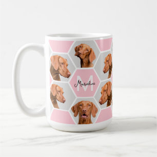 Personlig Fotokollage med Hund och Katt Rosa Kaffemugg