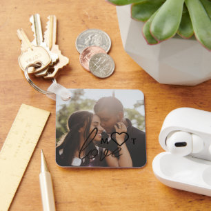 Personlig fotokollage med monogramtext nyckelring