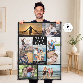 Personlig fotokollage Minimal BÄSTA PAPPA NÅGONSIN Fleecefilt