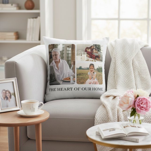 Personlig fotokollage Mors dag present | Vit Kudde (Elegant Custom Photo Collage Mother's Day Keepsake Pillow)