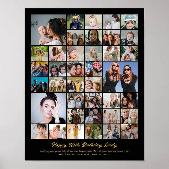 Personlig fotokollage Mosaikbildgåva Poster (Framsidan)