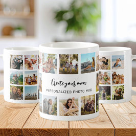 Personlig fotokollage-mugg med egen text kaffemugg