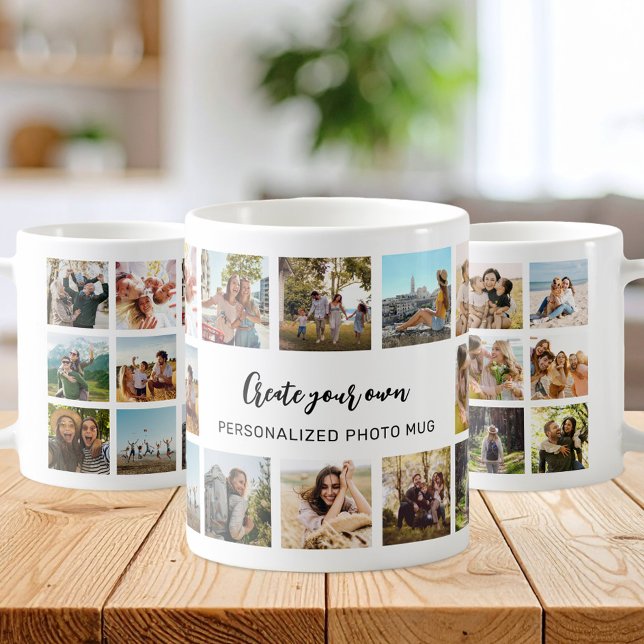 Personlig fotokollage-mugg med egen text kaffemugg (Skapare uppladdad)