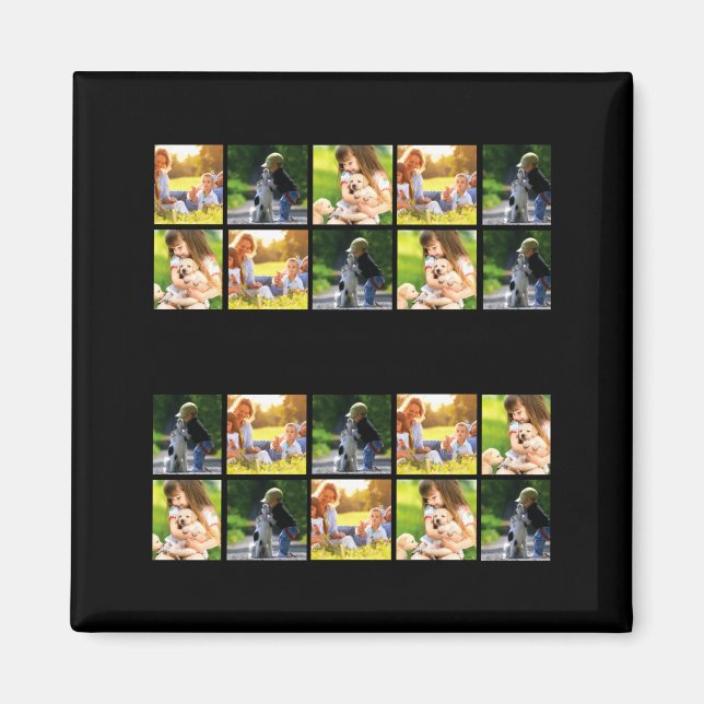 Personlig fotokollage och text T-shirt  Magnet (Framsidan)