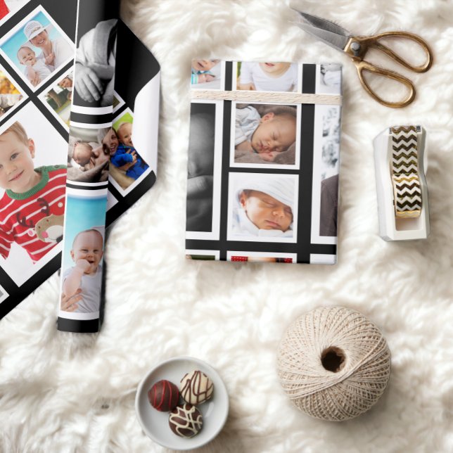 Personlig Fotokollage Presentpapper (Personalized Photo Collage Wrapping Paper from Ricaso. add your own photographs to this great paper)