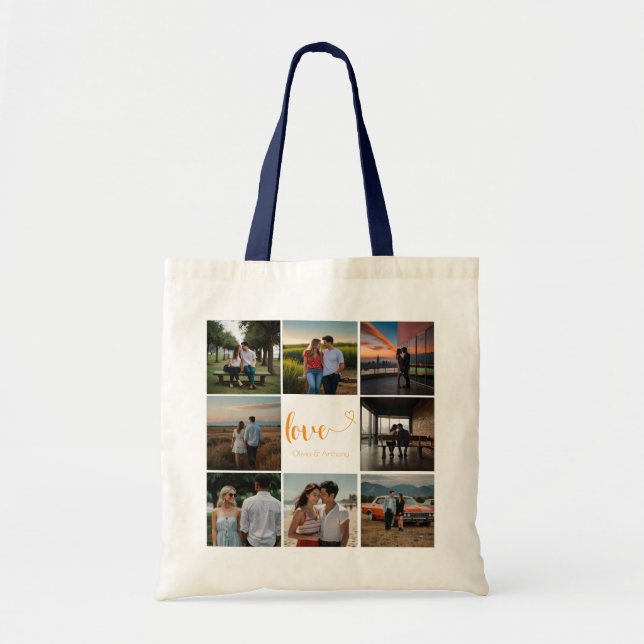 Personlig Fotokollage Tote Bag Tygkasse (Framsidan)