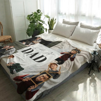 Personlig fotokollage Världens bästa pappa Fleecefilt