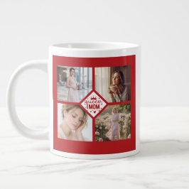 Personlig fotokollagepresent till mamma Queen Jumbo Mugg
