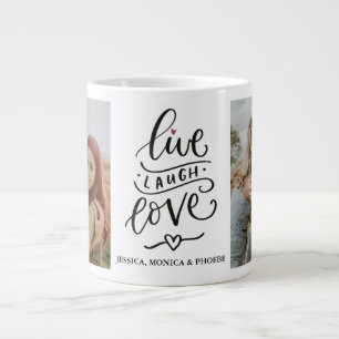 Personlig fotokopp med 'Lev, Skratta, Älska' Jumbo Mugg