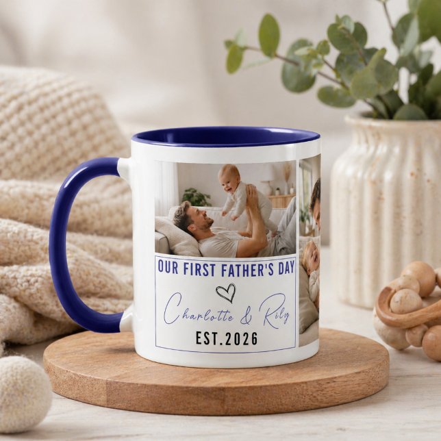 Personlig Fotokopp – Vår Första Fars Dag Mugg (Personalized Photo Mug – Our First Father’s Day)