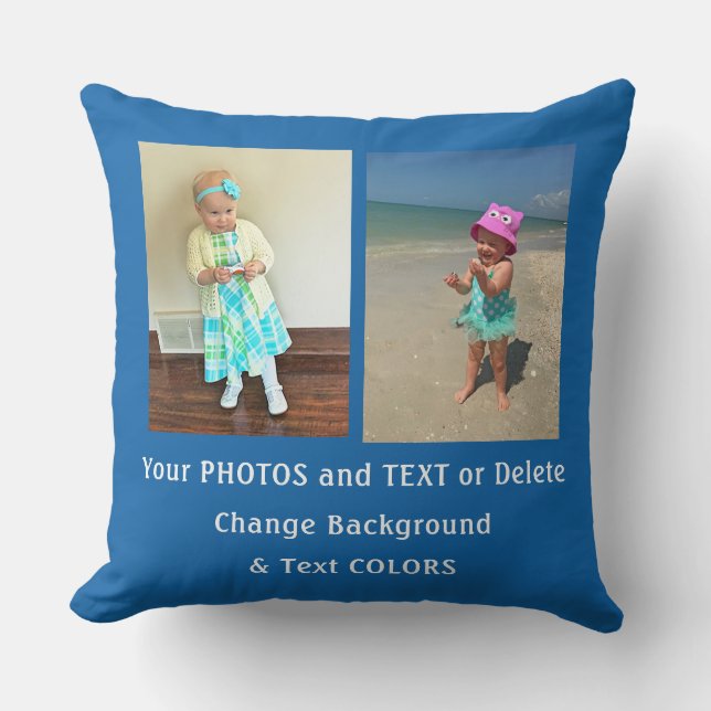 Personlig Fotokudde, Text, Färger, 3 Bilder Kudde (Framsida)